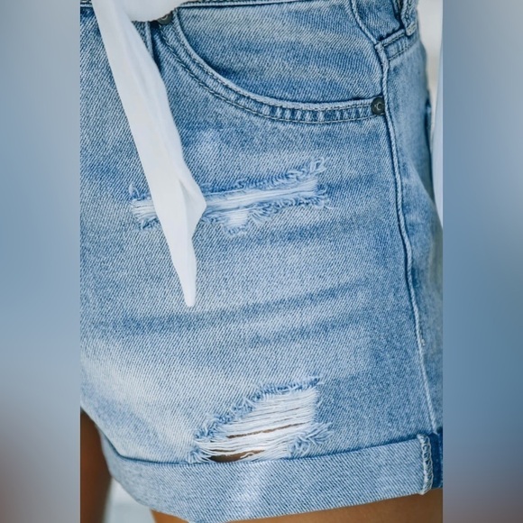 Kancan Ashford Distressed Cuffed Denim Shorts - Picture 9 of 16